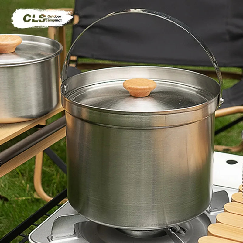 CLS 14PCS 22PCS Camping Cookware Set 304 Stainless Steel Outdoor Portable Picnic Tableware for Household Hiking Bowl Pot Set