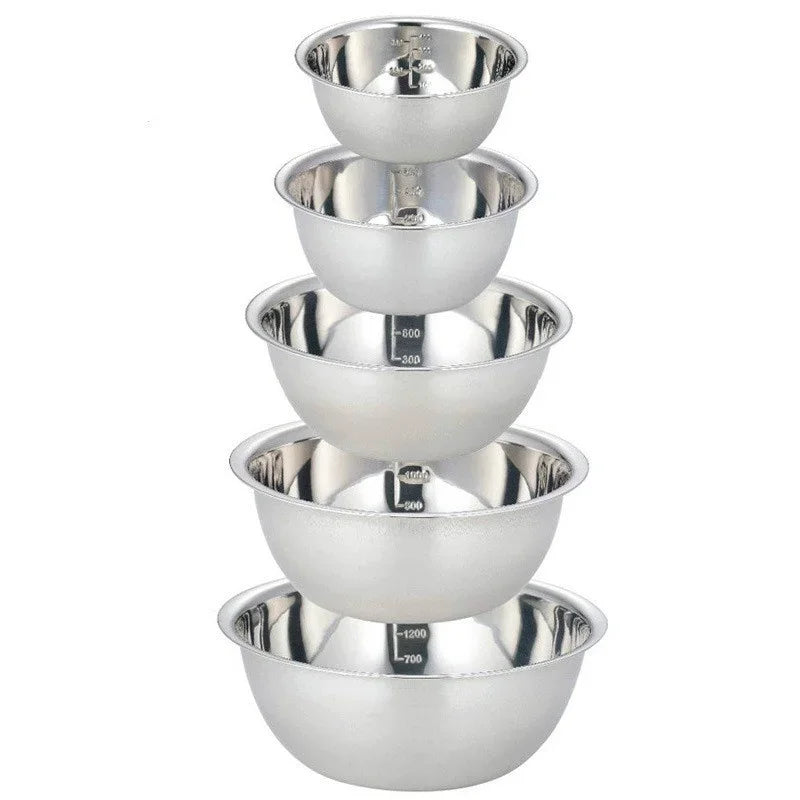 5 Pcs Stainless Steel Mixing Bowl Home Kicthen Outdoor Camping Fishing Cookware Dinnerware