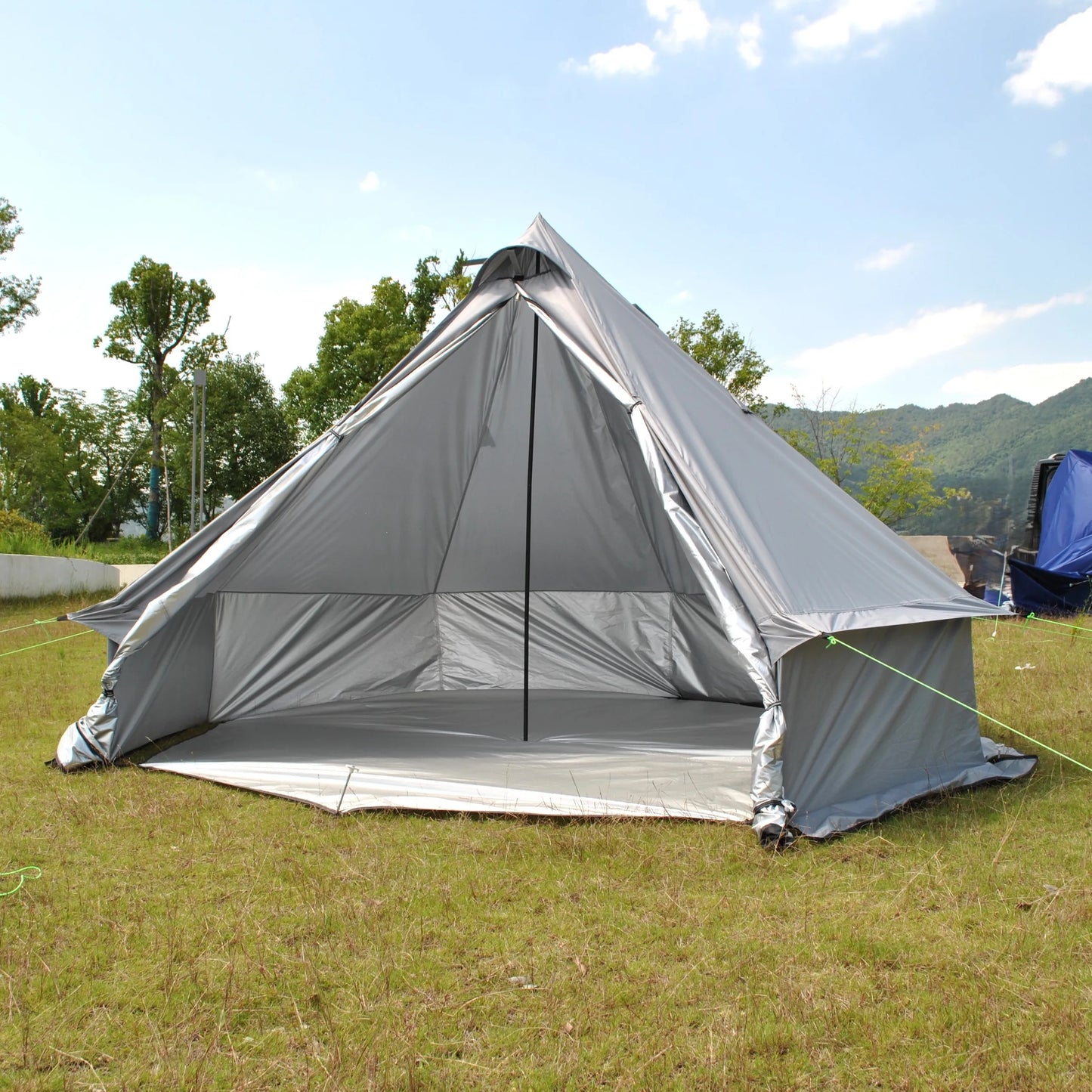 8 Person Large Pyramid Hot Tent with Four Seasons Camping Chimney Wood Stove for Outdoor Cooking Mongolian Bag Tent CZX-998