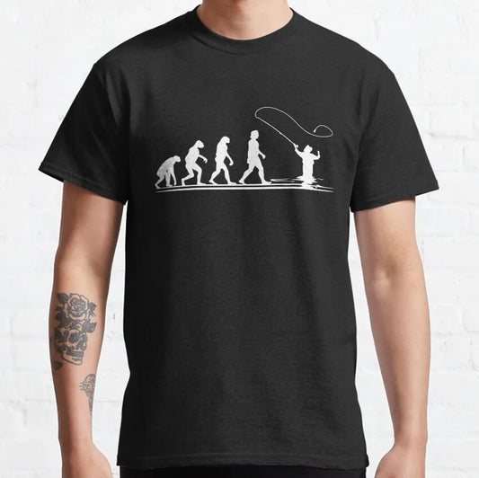 Evolution of Man Fly Fishing Funny T Shirt for men 100% Cotton printed plus size Fishing Angling Fishermen Fish Retr Gift Idea