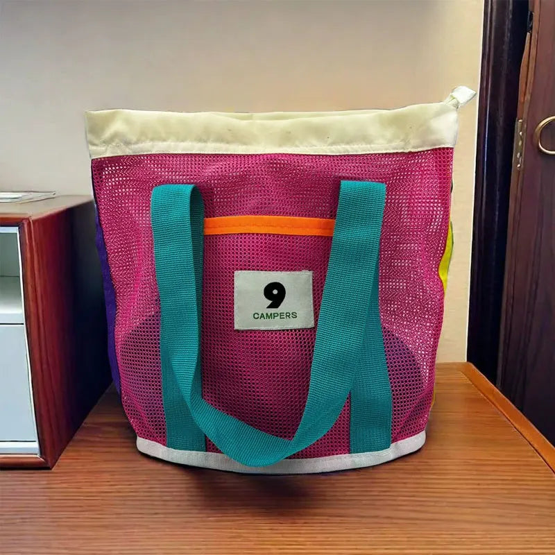 1 Piece Beach Bucket - Bathing Storage Bag, Portable Mesh Toiletry Tote for the Seaside
