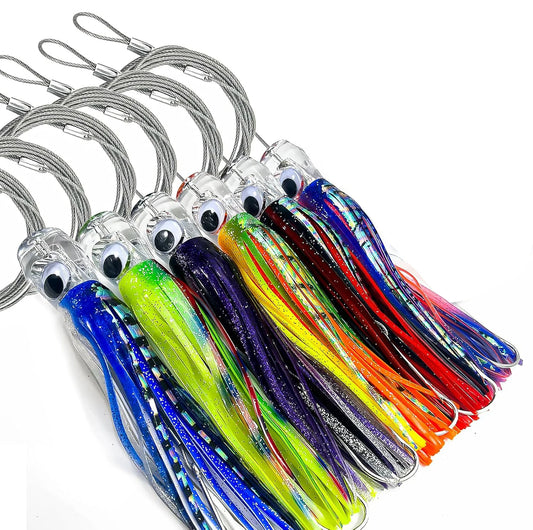 Trolling Lure Saltwater, 6.5 inch Squid Skirted Deep Sea Fishing Lure,Tuna, Marlin, Wahoo, Shark, Mahi Trolling Fishing Lure