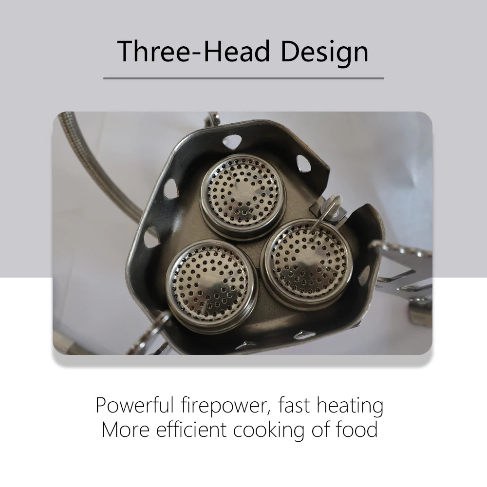 Portable Lightweight Outdoor Camping Three-Head Stove for Barbecue And Tea Drinking - Compact Travel-Friendly Design