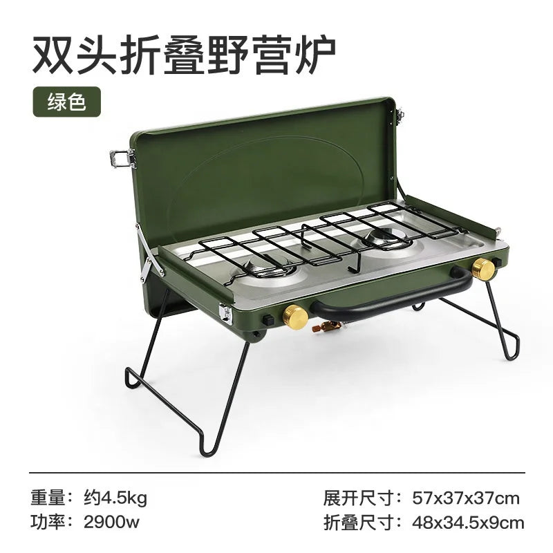 Multi Fuel Camping Stove Portable Two Burner Cookware Outdoor Picnic Bbq Grill Foldable Gas Stove High Power Cooking