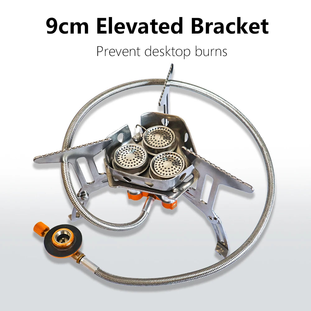 Portable Lightweight Outdoor Camping Three-Head Stove for Barbecue And Tea Drinking - Compact Travel-Friendly Design