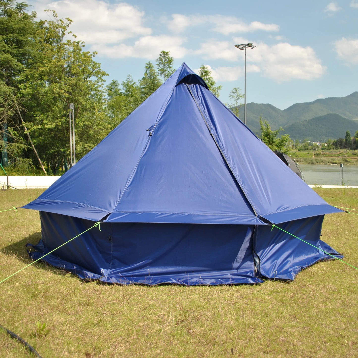 8 Person Large Pyramid Hot Tent with Four Seasons Camping Chimney Wood Stove for Outdoor Cooking Mongolian Bag Tent CZX-998
