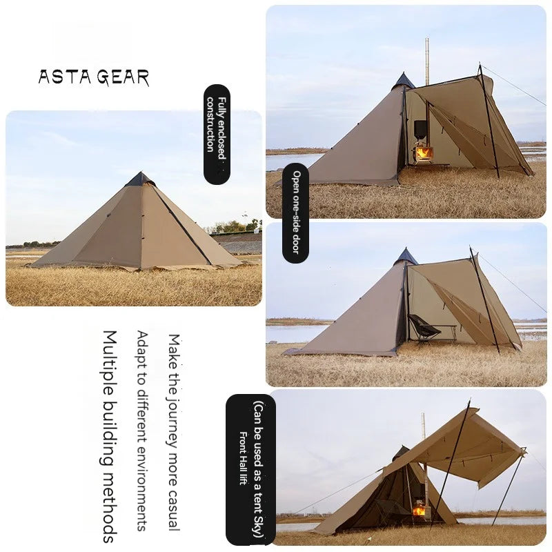 ASTA GEAR Fk 4 Camping pyramid ultralight tent can burn firewood, stove with snow skirt