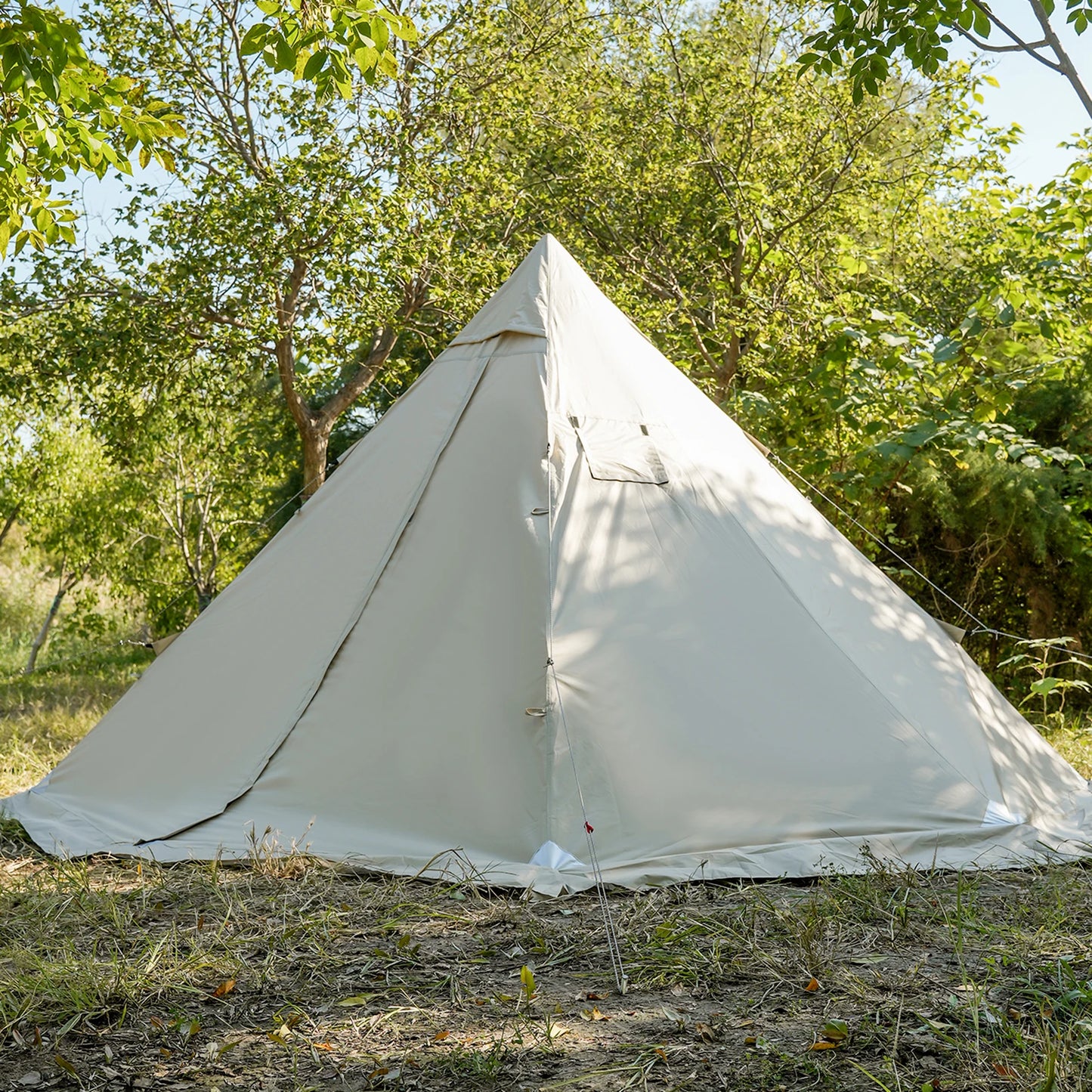 PAKICETUS Hot Tent with chimney mouth and snow skirt，5.24ft~7.21ft Standing Room，2-4 Person, 4 Season Backpacking Tent, Tipi Ten