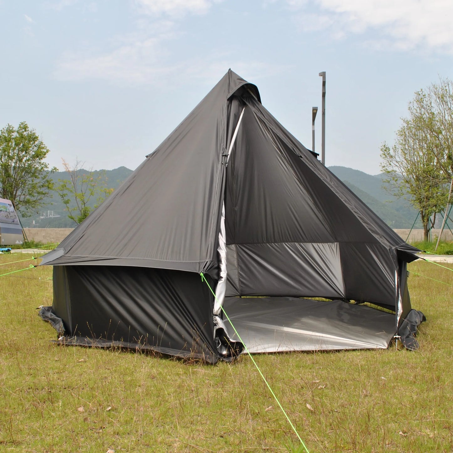 8 Person Large Pyramid Hot Tent with Four Seasons Camping Chimney Wood Stove for Outdoor Cooking Mongolian Bag Tent CZX-998