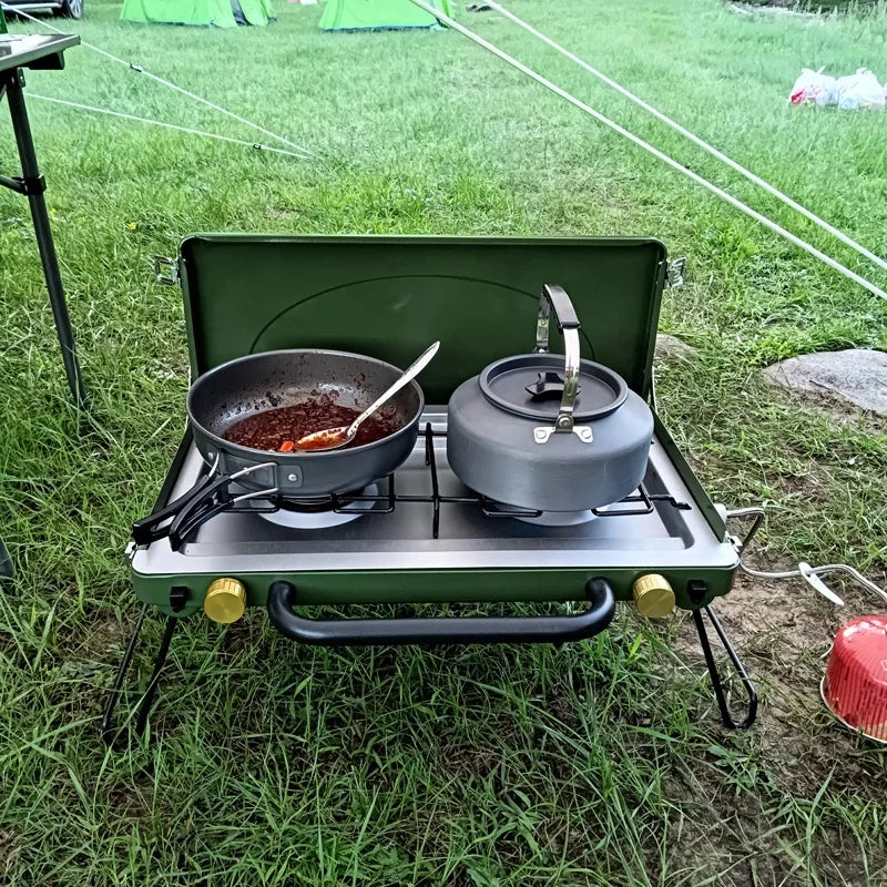 Multi Fuel Camping Stove Portable Two Burner Cookware Outdoor Picnic Bbq Grill Foldable Gas Stove High Power Cooking