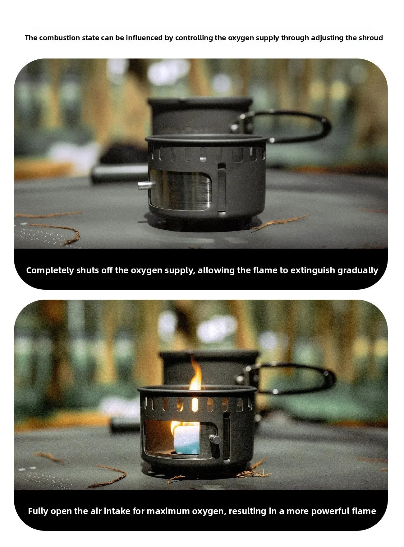 MOUNTAINHIKER New Outdoor Camping Alcohol Stove Set All-in-one Portable Lightweight Aluminum Alloy Stove Pot Cooking Accessory