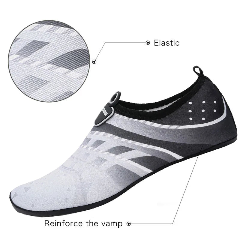 New Beach Shoes Wading Upstream Shoes Non-Slip Water Socks Swimming Shoes Breathable Treadmill Soft Shoes Black Soft Soled