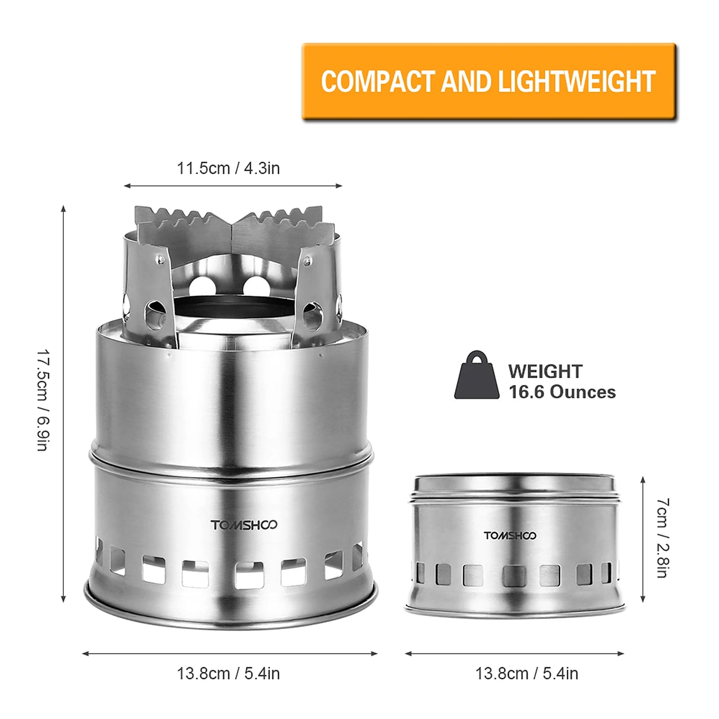 Camping Stove Portable Folding Windproof Wood Burning Stove Compact Stainless Steel Alcohol Stove Outdoor Camping Hiking Picnic