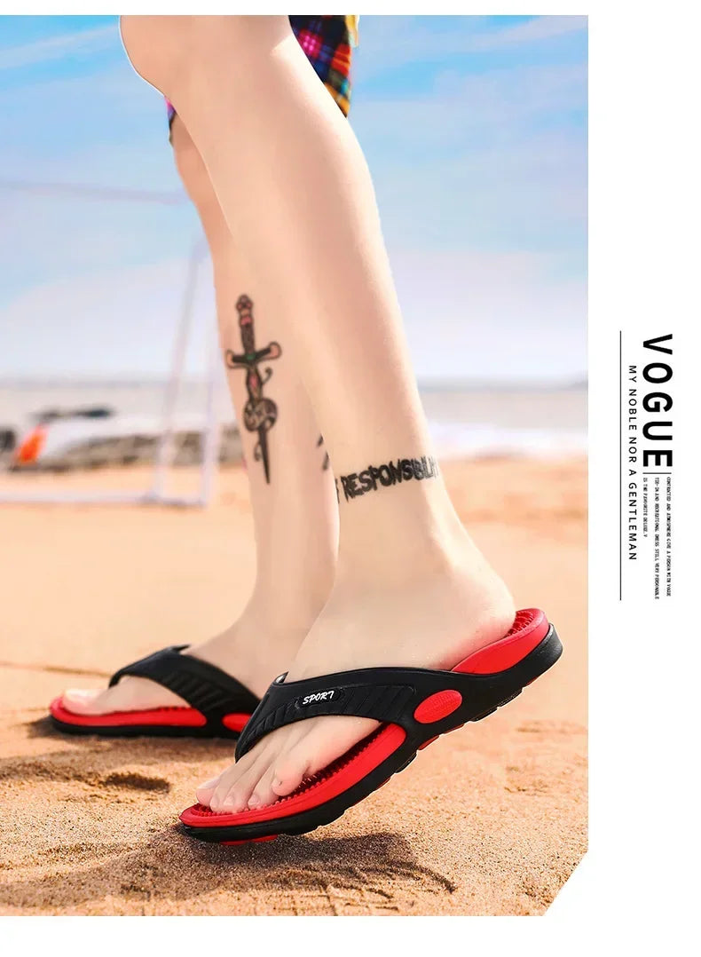 Men Massage Flip Flops EVA Slippers Summer Breathable Beach Shoes Sandals Men Flip Flops Breathable Plus Big Size Men Slipper 46