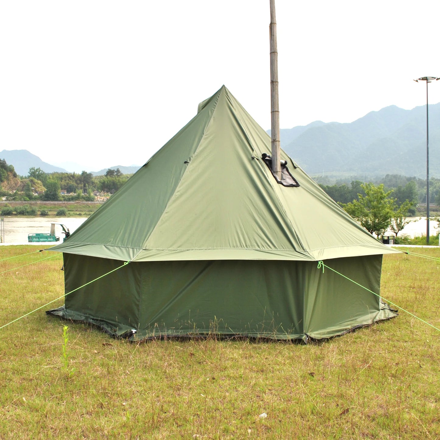 8 Person Large Pyramid Hot Tent with Four Seasons Camping Chimney Wood Stove for Outdoor Cooking Mongolian Bag Tent CZX-998