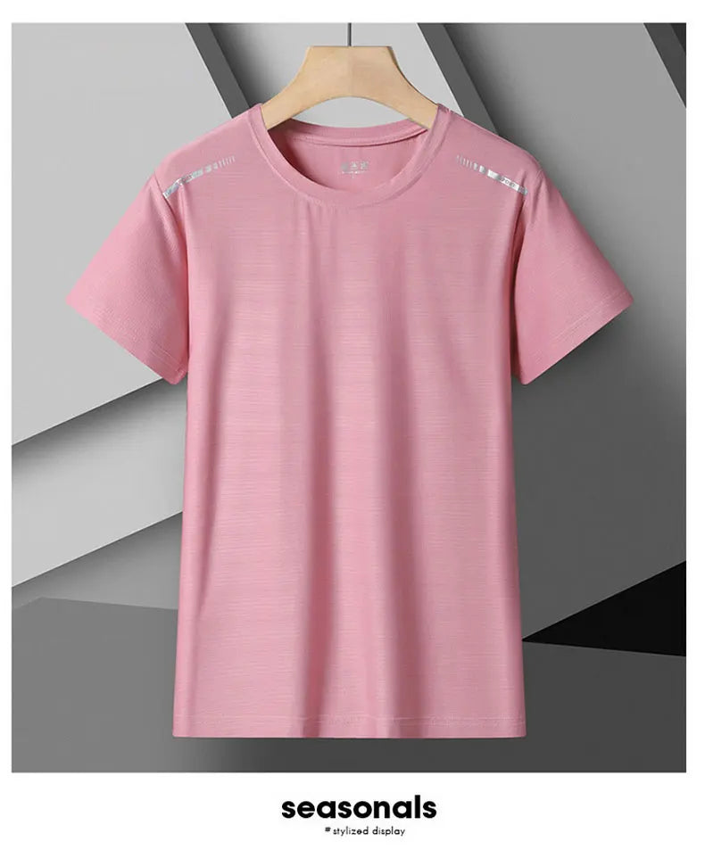 Women Reflective Running T-Shirt - High Elastic Breathable Quick-Dry Ice Silk Sport Top for Summer, Cool Short Sleeve Active Tee