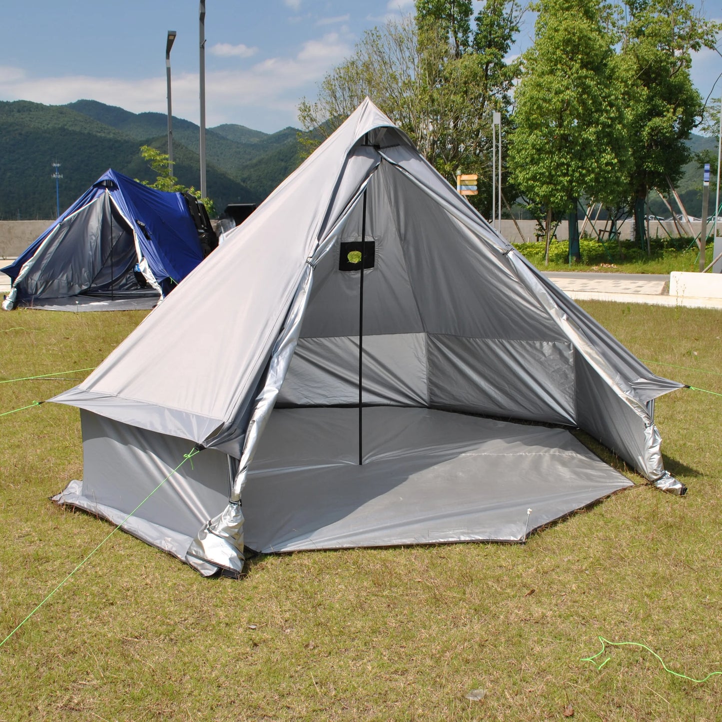 8 Person Large Pyramid Hot Tent with Four Seasons Camping Chimney Wood Stove for Outdoor Cooking Mongolian Bag Tent CZX-998