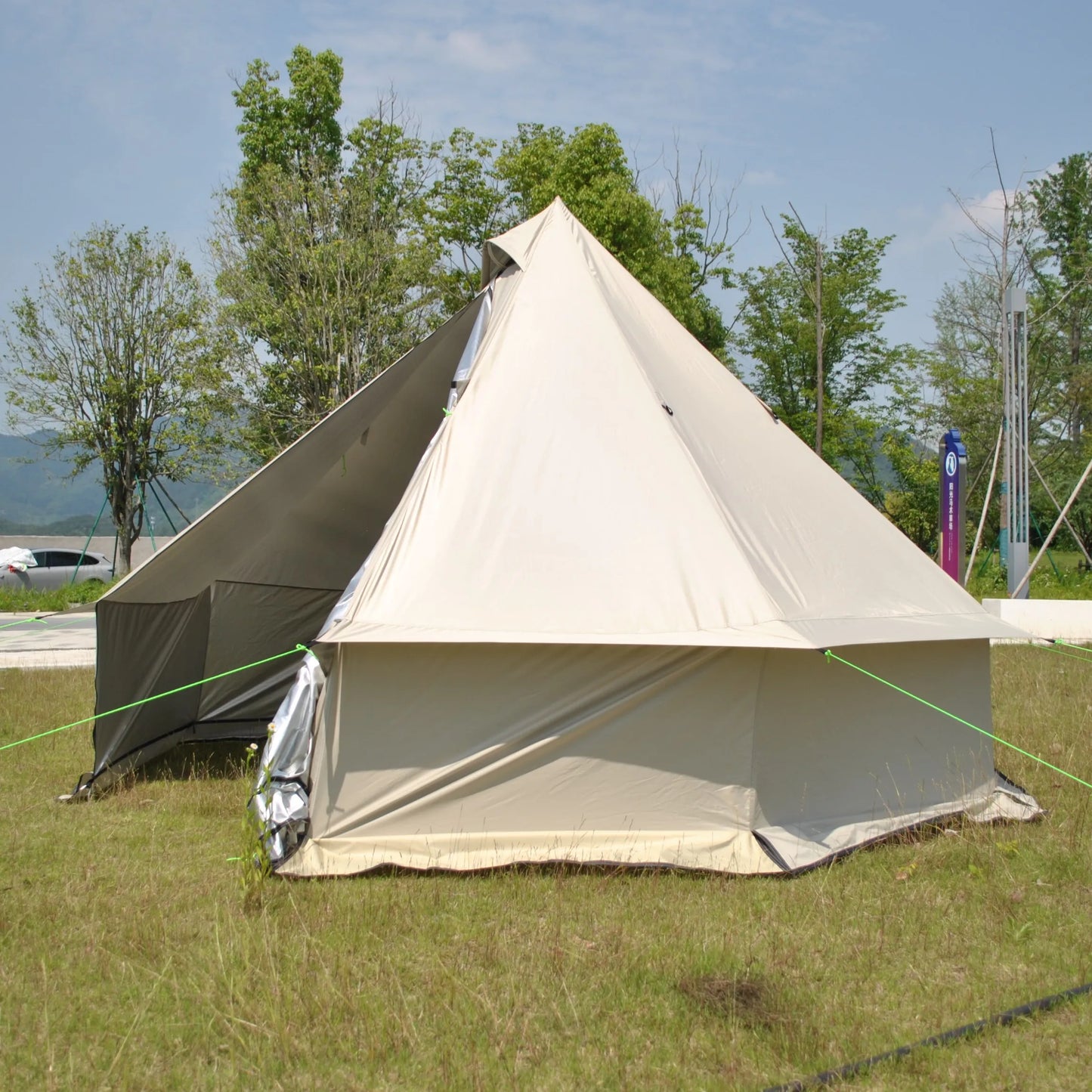 8 Person Large Pyramid Hot Tent with Four Seasons Camping Chimney Wood Stove for Outdoor Cooking Mongolian Bag Tent CZX-998