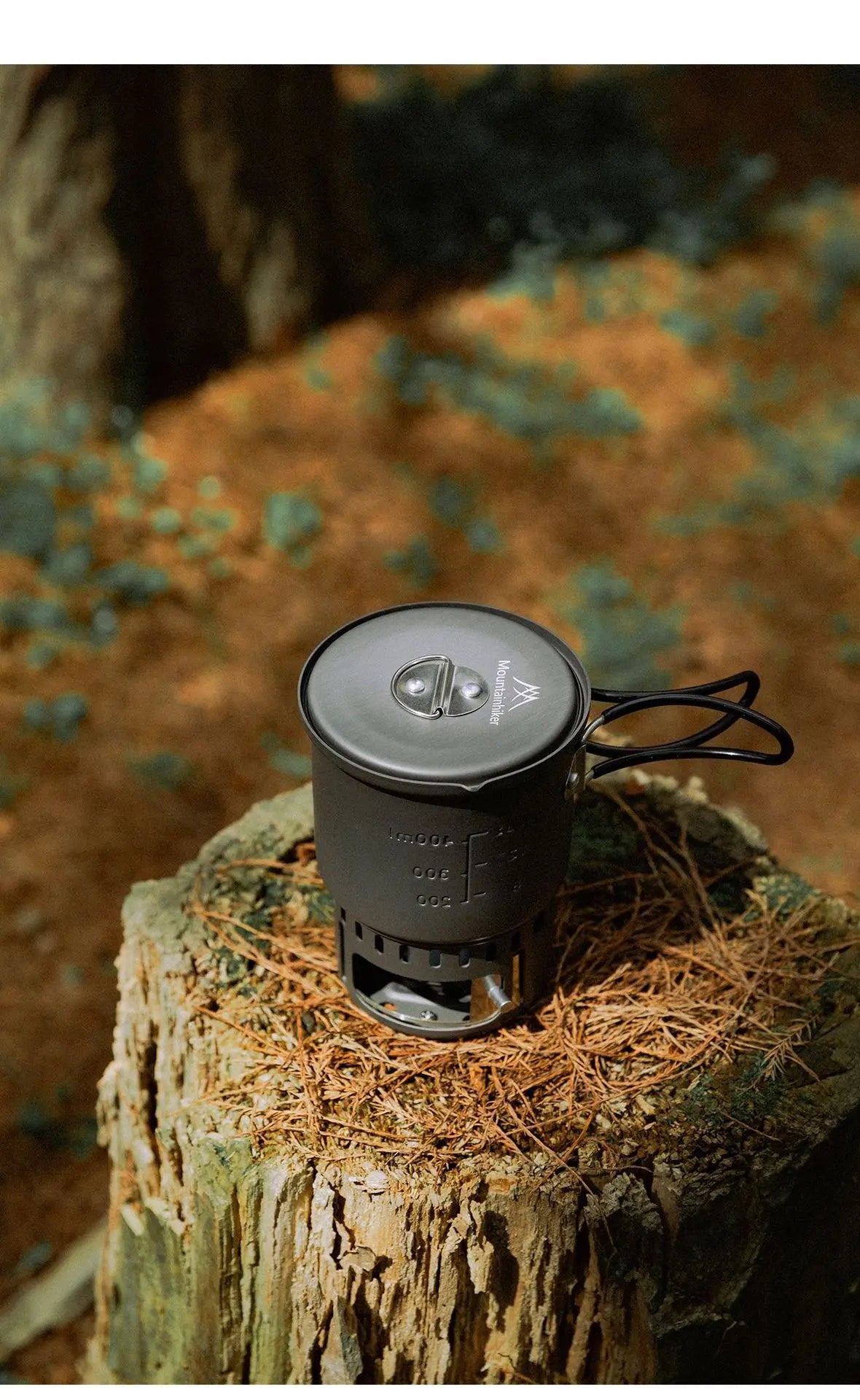 MOUNTAINHIKER New Outdoor Camping Alcohol Stove Set All-in-one Portable Lightweight Aluminum Alloy Stove Pot Cooking Accessory