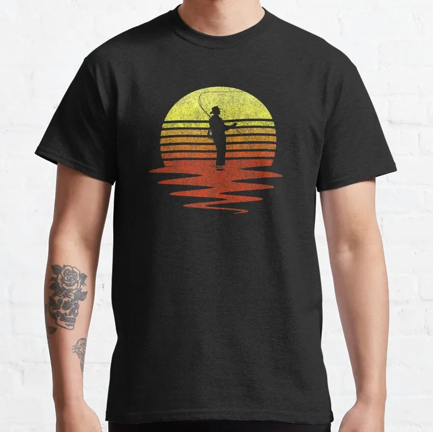 Evolution of Man Fly Fishing Funny T Shirt for men 100% Cotton printed plus size Fishing Angling Fishermen Fish Retr Gift Idea