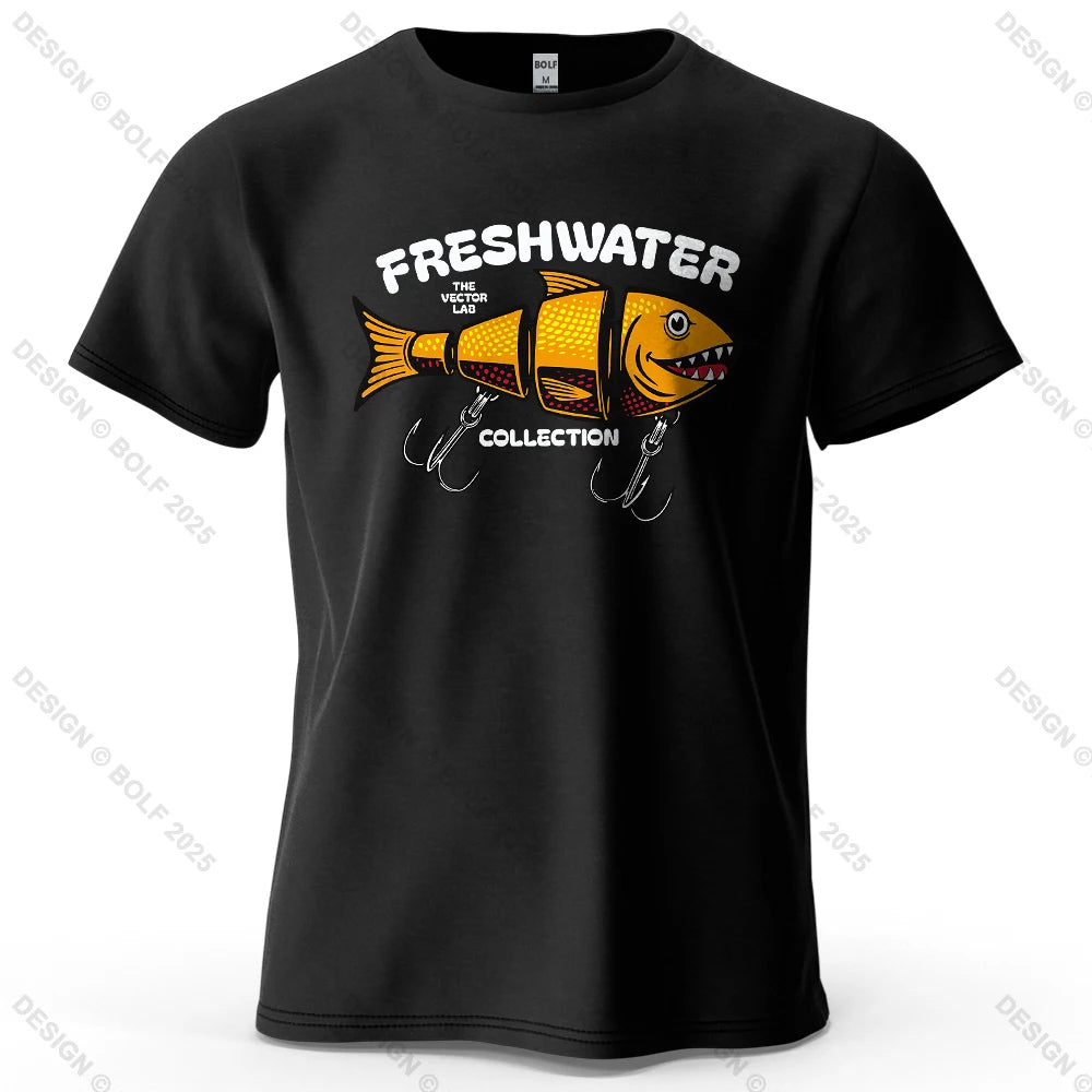 2026 New Fishing Lure Pattern Printed Men's T-Shirt 100% Cotton Oversized Fishing Hobby Graphic Tees for Women Tops Tees