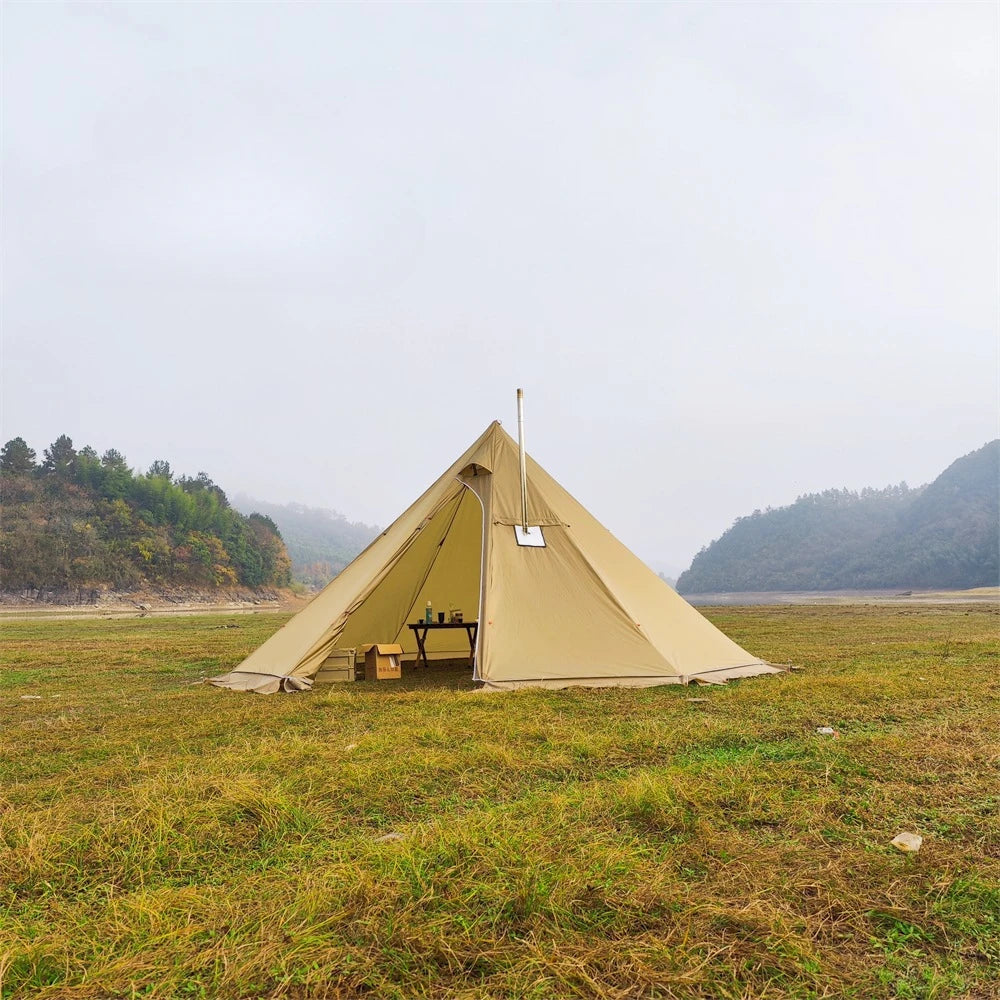 YOUSKY Winter Snow Skirt Outdoor Camping Tent with Chimney Wood Stove Large Pyramid Tent for Hot and Cold Weather Camping
