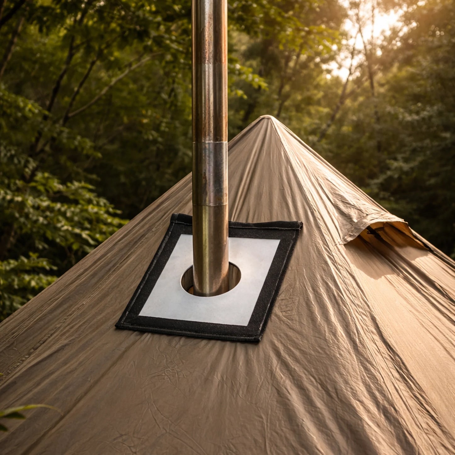 9" x 8" Hot Tent Stove Jack with Rain Flap - Flame-Retardant Chimney Pipe Protection for Camping Tents