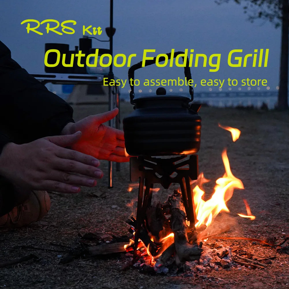 2026Outdoor Camping Incinerator BasePortable Kettle Stand Multifunctional Collapsible Stand Grate Stainless Steel Charcoal Stove