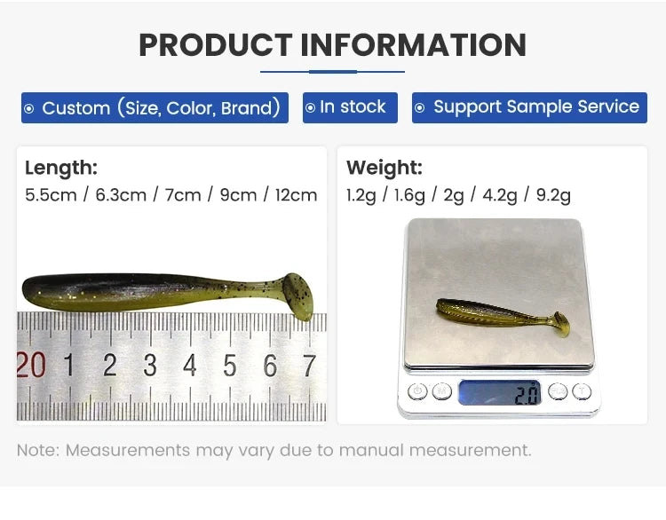 10Pcs/Bag 70mm 90mm 120mm Swim Bait Lure Soft Plastics 2 Inch Saltwater Paddle Tail Swimbait