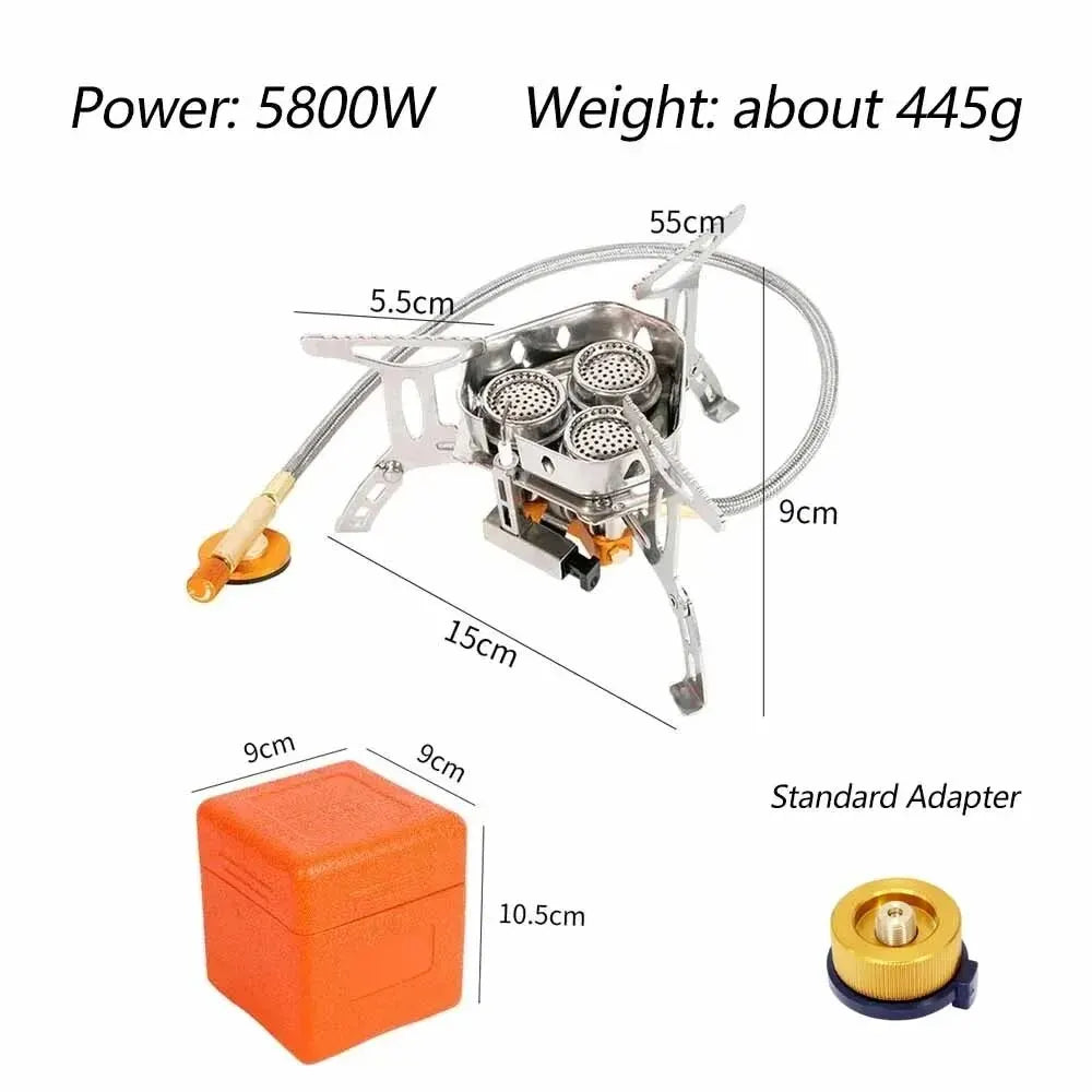 Portable Lightweight Outdoor Camping Three-Head Stove for Barbecue And Tea Drinking - Compact Travel-Friendly Design
