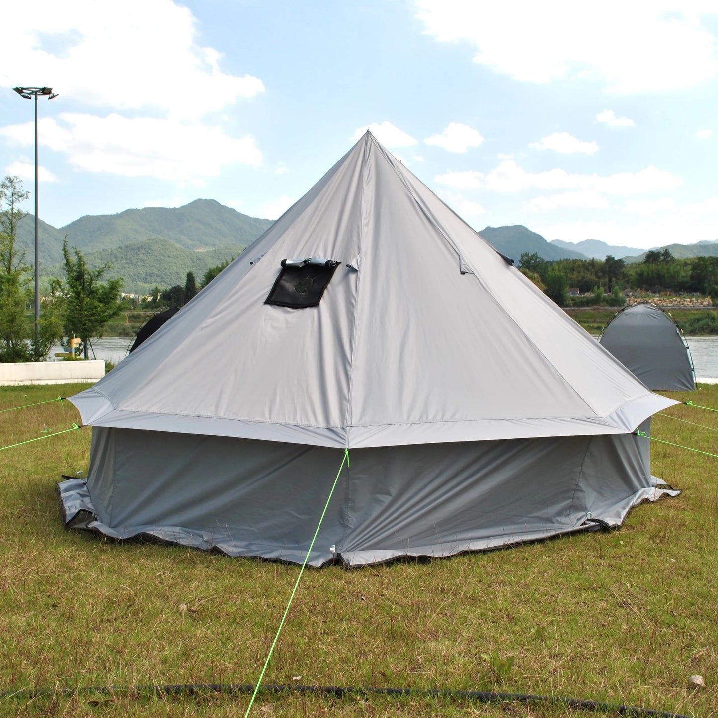 8 Person Large Pyramid Hot Tent with Four Seasons Camping Chimney Wood Stove for Outdoor Cooking Mongolian Bag Tent CZX-998