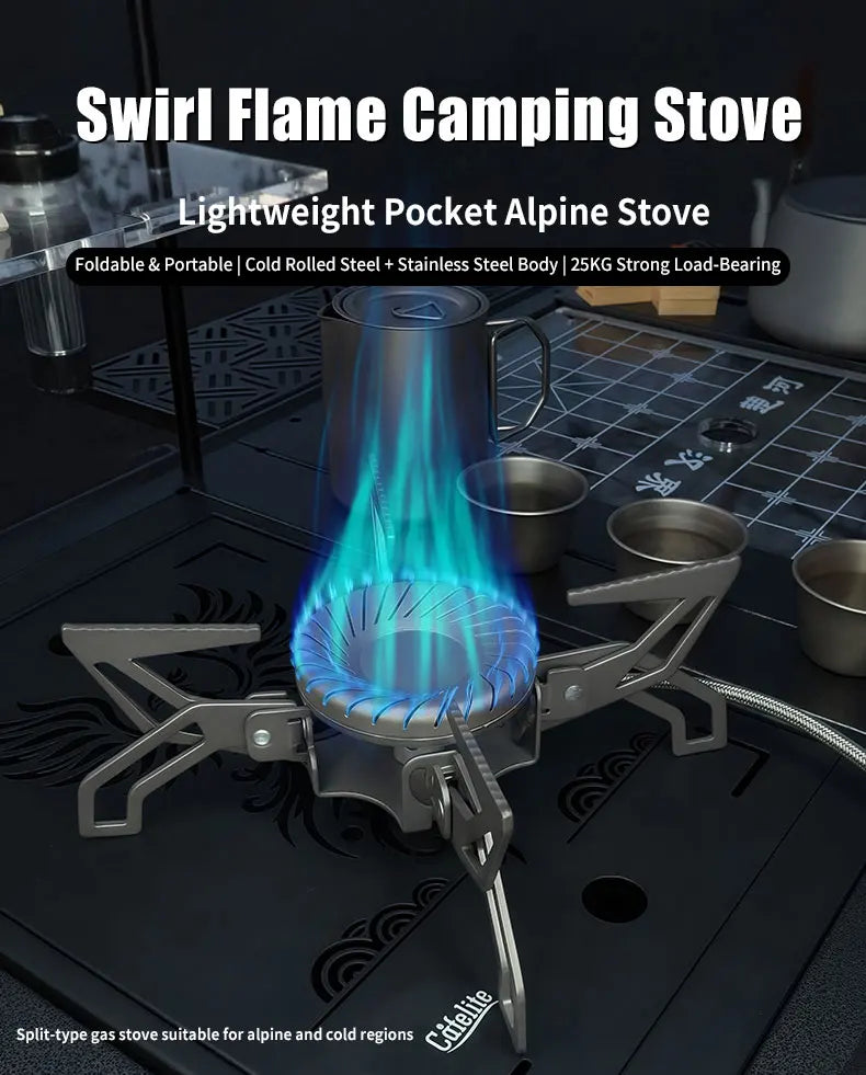 4200W Camping Stove with Gas BurnerSwirl Flame Ultralight Windproof High Power Gas Stove Outdoor Heater for Camping Hiking