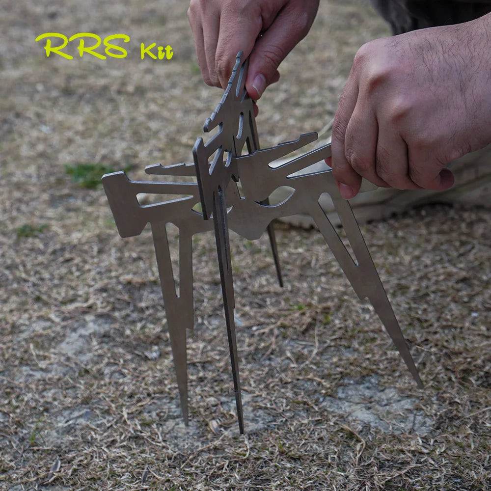 2026Outdoor Camping Incinerator BasePortable Kettle Stand Multifunctional Collapsible Stand Grate Stainless Steel Charcoal Stove
