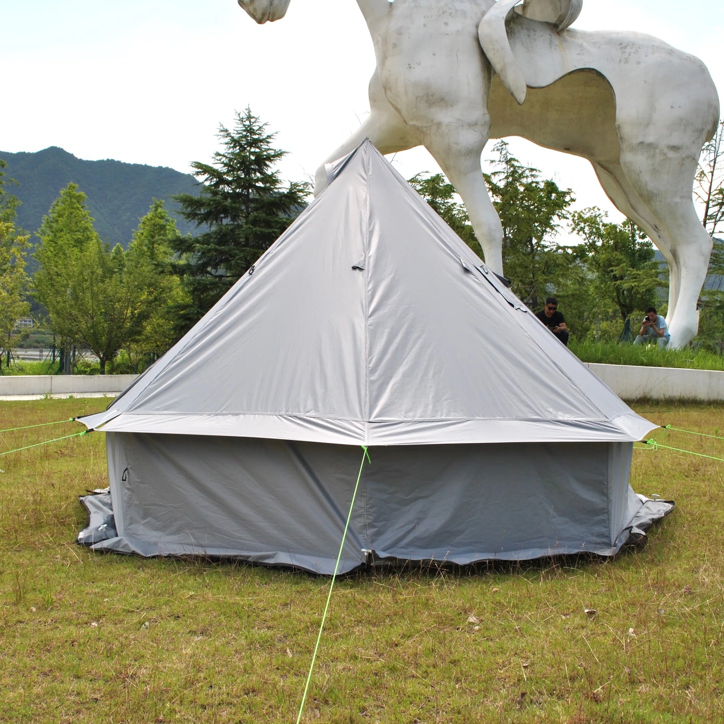 8 Person Large Pyramid Hot Tent with Four Seasons Camping Chimney Wood Stove for Outdoor Cooking Mongolian Bag Tent CZX-998