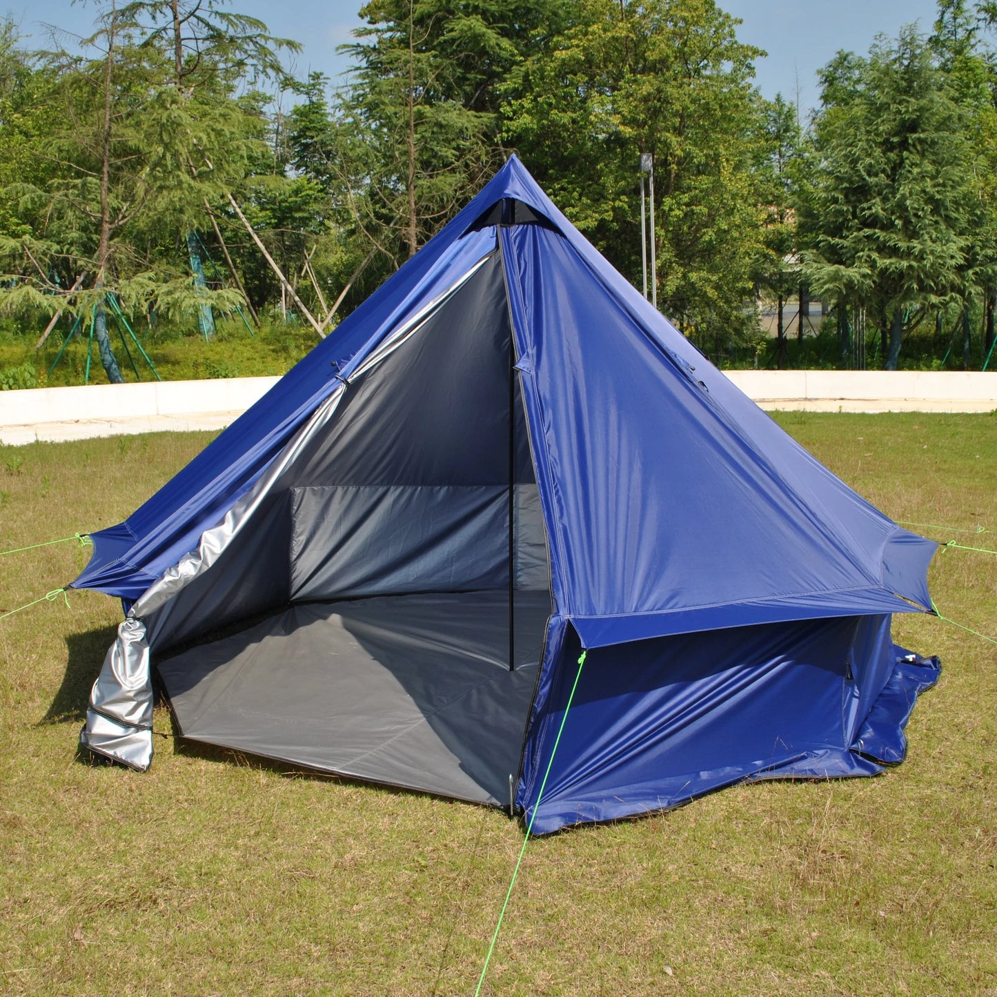 8 Person Large Pyramid Hot Tent with Four Seasons Camping Chimney Wood Stove for Outdoor Cooking Mongolian Bag Tent CZX-998